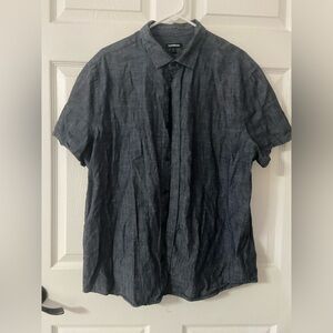 1- EXPRESS Ash Blue Chambray COTTON Button Up Shirt